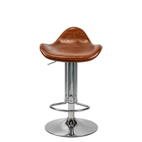 Tabourets de bar contemporains en cuir PU marron robuste, pivotants, réglables avec vérin à gaz, chaises de comptoir, chaises de barbier commerciales