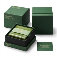 FAVORCRAFTS Boîtes cadeaux carrées vertes à deux pièces avec couvercle et base, personnalisées, haut de gamme, écologiques, avec impression de logo de luxe, pour aliments, chocolat, gâteaux