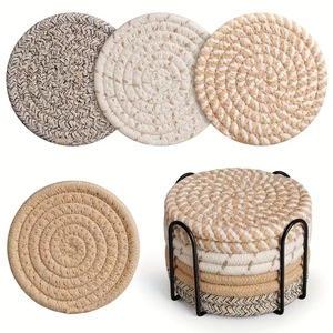 Ensemble de dessous-de-verre bohèmes aux couleurs personnalisées, en corde de coton tressée, avec matériau absorbant, tailles disponibles pour utilisation sur table - Product Image 6