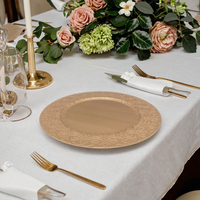 Assiette de présentation en plastique doré haut de gamme, peinte à la main, pour fête, restaurant, mariage, événement, élégante, rétro, luxueuse, circulaire