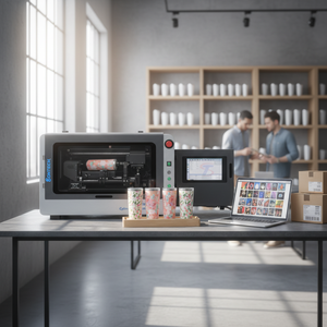 เครื่องพิมพ์ยูวีแบบตั้งโต๊ะ 8 สี สำหรับพิมพ์วัสดุทรงกระบอก |   การพิมพ์แบบกำหนดเองที่มีความแม่นยำสำหรับอุตสาหกรรมวัฒนธรรมและความคิดสร้างสรรค์ - Product Image 1