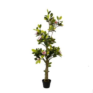 150Cm Best Verkopende Kunstmatige Magnolia Orchidee Met Roze Bloem Nep Bonsai Boom Voor Indoor Decor