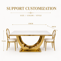 Tables et chaises de mariage en acier inoxydable pour mariés, tables et chaises de salle à manger d'hôtel pour mariages de luxe