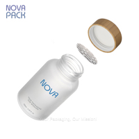 Emballage de flacon en verre pour vitamines en marque privée, 60 ml, 100 ml, 120 ml, 150 ml, flacons en verre bleu cobalt givré pour compléments alimentaires avec boîte