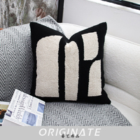 Housse de coussin carrée RUIYI noire et blanche tuftée 50x50cm, motif abstrait écologique non toxique, taie d'oreiller pour la décoration intérieure