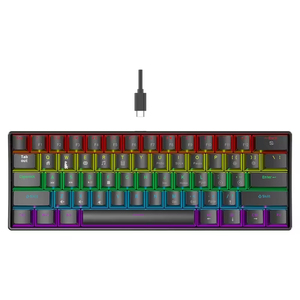 K61 True Mechanical Gaming Keyboard with Green Red Brown Black Switches Detachable Keycaps RGB Lighting - Product Image 5