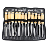 Jeu de 12 Gouges à Tourner Professionnelles en Acier Cr-V pour Bois, Outils de Sculpture sur Bois pour Débutants