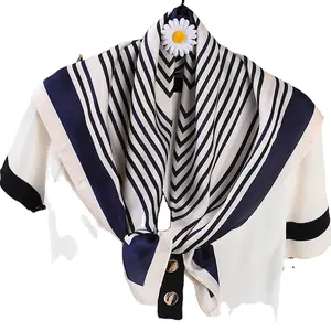 New Striped Scarf Spring Versatile Square Striped Small Square Scarf 70 * 70cm Sunscreen Shawl