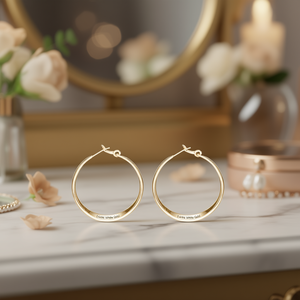 E4494 Orecchini a Cerchio in Oro Bianco Classici Unisex per Uso Quotidiano Gioielli Raffinati - Product Image 2