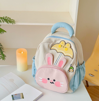Sac à dos léger pour enfants avec fermeture éclair, motif lapin de dessin animé mignon, idéal pour la maternelle (garçons et filles)