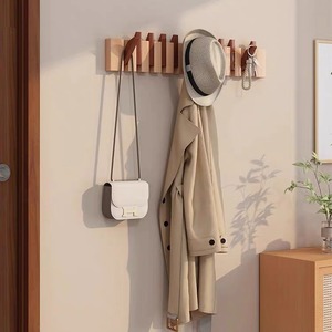 Perchero de pared con diseño de teclas de piano, de madera maciza, rectangular, fácil de instalar, para la entrada. - Product Image 1