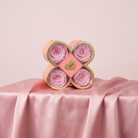 Cadeau surprise pour la Saint-Valentin, boîte à bijoux avec rose éternelle à quatre feuilles, boîte de rangement de fleurs éternelles de luxe pour maman, petite amie