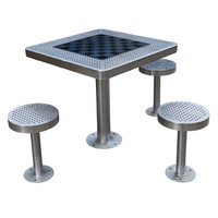 Ensemble table et siège de pique-nique en acier pour l'extérieur, restaurant, jardin, patio, parc, table et chaise en métal