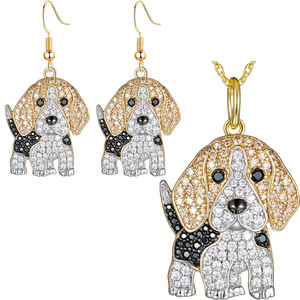 Serie Canina - Lindo Conjunto de Collar y Pendientes con Colgante de <span class=keywords><strong>Beagle</strong></span> de Dibujos Animados, Joyería Personalizada de Moda para Mascotas, Regalo, Recuerdos - Product Image 1
