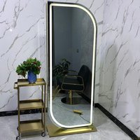Miroir double LED de luxe moderne de haute qualité, durable, en verre écologique et acier inoxydable, pour salon de coiffure et institut de beauté