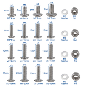 Juego de tornillos de máquina de cabeza de champiñón de acero inoxidable M3 M4 M5 M6, kit métrico con tuerca y perno - Product Image 3