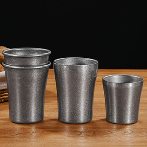 Taza de Café Americana de Acero Inoxidable Industrial, Color Gris Tormenta, 280 ml, para Acampar al Aire Libre, Estilo Vintage Personalizado - Product Image 1