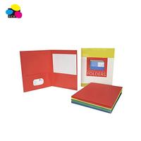Carpeta de Presentación de Papel Ecológica de Tres Colores con Dos Bolsillos, Tamaño Carta, con Espacio para Tarjetas de Presentación y Logotipo Personalizado