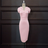 Femmes col en V manches raglan grande taille haute élastique vêtements d'affaires robes de soirée élégantes