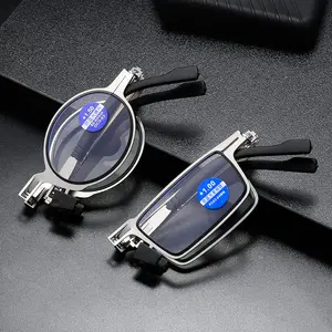 Mini Metal Folding Reading Glasses Small Round Square Portable Foldable Blue Light Blocking Folding Reading Glasses With Case