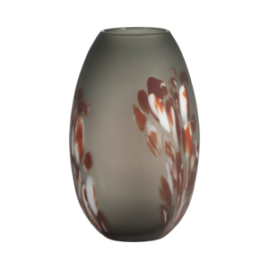Vaso in Vetro Satinato con Dettagli Rossi Artistici, Vaso Decorativo per Fiori per Arredamento Soggiorno - Product Image 3