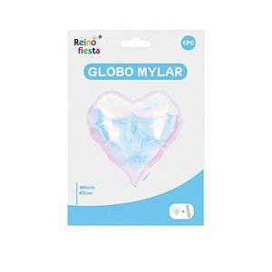 Globo de Mylar de corazón iridiscente de 18 pulgadas, estrellas de aluminio blanco perla para fiestas y eventos del Día DE LA Madre - Product Image 1