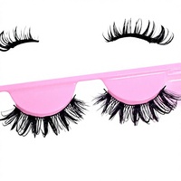 Qtbeauty CF68 Faux cils 3D en fibres végétales, sans cruauté, réutilisables, faits à la main, en tige de coton noir, vente en gros
