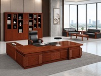Ensemble de bureau de direction moderne de luxe en bois massif avec bibliothèque murale extensible et garantie de 5 ans pour bureau de direction