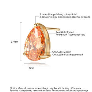 LUOTEEMI ต่างหูเม็ดเดี่ยวน่ารักทรงหยดน้ำสีแดง,ต่างหูเพทายขนาดเล็กสไตล์วินเทจยุโรปแบรนด์จินส์ขายส่งเครื่องประดับ - Product Image 2