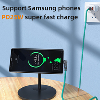 Nouveau câble USB-C tressé à 180 degrés, 60W PD, pour MacBook Pro, chargeur USB 3.1 3A PD, câble USB-C pour ordinateur portable, téléphone