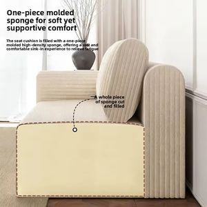 Canapé en tissu en forme de L avec rangement intégré, doté d'un design sans cadre et d'un mousse moulée monobloc - Product Image 2