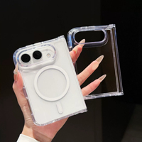 Étui de téléphone pliable transparent, coque rabattable en PC TPU, coque magnétique pour iPhone Duo 18 Ultra