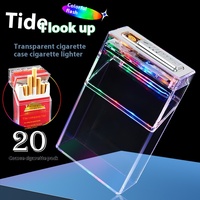 Boîte à cigarettes à lumière LED colorée pour hommes, boîte à cigarettes transparente à lumière LED colorée USB, étui à cigarettes