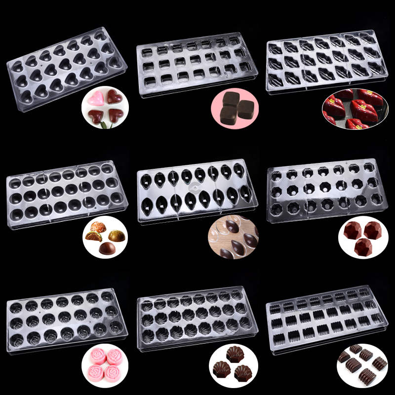 Stampi quadrati in plastica per cioccolato 3d antiaderente pp stampo quadrato con cuore di cioccolato