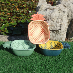 Panier à ananas en plastique double couche avec égouttoir, taille L, réutilisable, pour le rangement des légumes et fruits de cuisine, forme ovale, couleurs assorties - Product Image 3