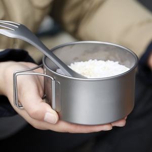 Ciotola in Titanio per Esterni, Stoviglie Portatili Pieghevoli per Arrampicata, Picnic, Campeggio, Attrezzatura Bushcraft per Escursioni nella Natura - Product Image 3