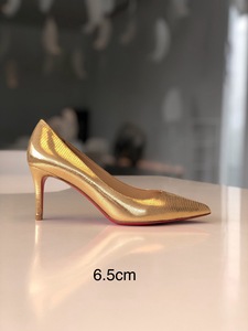 Zapatos de tacón de aguja de lujo con suela roja y punta dorada, elegantes zapatos metálicos para novia, que aumentan la altura, para bodas, fiestas y eventos, venta al por mayor. - Product Image 4