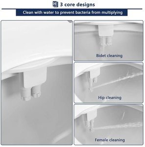 Bidet de lavado femenino <span class=keywords><strong>frontal</strong></span> y trasero no eléctrico, accesorio de inodoro con boquilla doble de autolimpieza, bidé de inodoro de agua dulce - Product Image 4