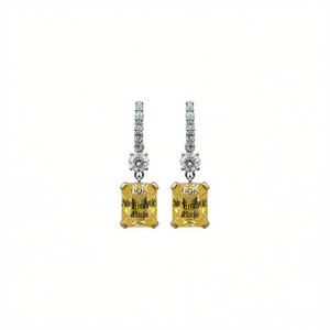 Orecchini Eiga Blade in oro 18 carati con diamanti, taglio Asscher giallo fantasia, certificati GIA, gioielli di lusso da sposa per donna - Product Image 1