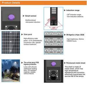 Lampe solaire de route 50W Tout-en-un avec batterie haute capacité Luces Solares pour allées et rues - Product Image 3