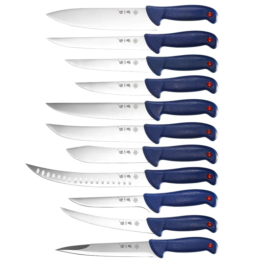 Couteau à fileter en acier inoxydable 11 pièces ensemble de couteaux de boucher couteau de pêche en plein air avec poignée PP + TPR