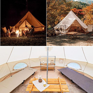 Tienda de Campaña Tipo Campana de Lona con Salida para Estufa, Tienda de Campaña Glamping para Exteriores de 4 Estaciones para Familias de 3 a 6 Personas - Product Image 5