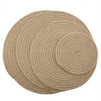 Usine en gros et personnalisé coton et lin corde tissage sous-verres napperon rond paquet tapis de Table cadeaux, napperons ronds tissés en paille