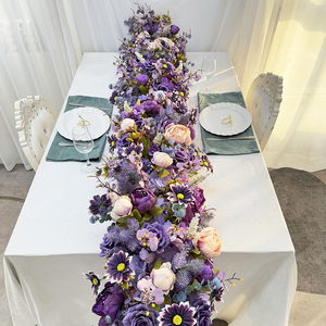 Fantasia rosa <span class=keywords><strong>margherita</strong></span> <span class=keywords><strong>viola</strong></span> ortensia 2 metri può personalizzare corridori da tavolo Layout festa di nozze decorazioni floreali artificiali - Product Image 4