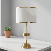 Lampes de chevet modernes 2 pièces, lampe de bureau en verre doré, contrôle tactile réglable à 3 canaux, port USB C+A, prise secteur, douille E26