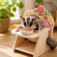 Chaise d'entraînement en tilleul pour hamster Sugar Glider, contreplaqué 6 mm, sans formaldéhyde, support d'alimentation en forme de cornet de glace, 149,5x110x122mm