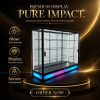 Vitrine murale en verre LED, finition noire mate, revêtement en poudre, pour centre commercial, supermarché