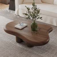 Table basse en bois de noyer plaqué, style minimaliste moderne, forme nuage, pour petit appartement, salon, style célébrité INS