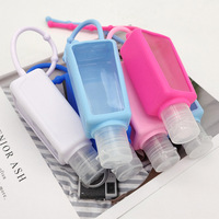 Flacon de 30ml 60ml en silicone trapézoïdal portable pour enfants, avec couvercle rabattable, désinfectant mains libres