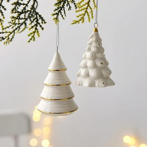 Nordic Square Ceramic <b>Christmas</b> <b>Tree</b> Pendant Ornaments Factory Wholesale 7x5cm <b>Mini</b> <b>Christmas</b> Gift - Product Image 2